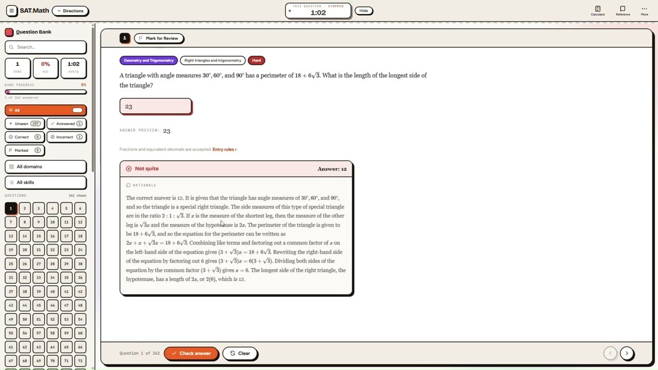 SAT practice tool demo